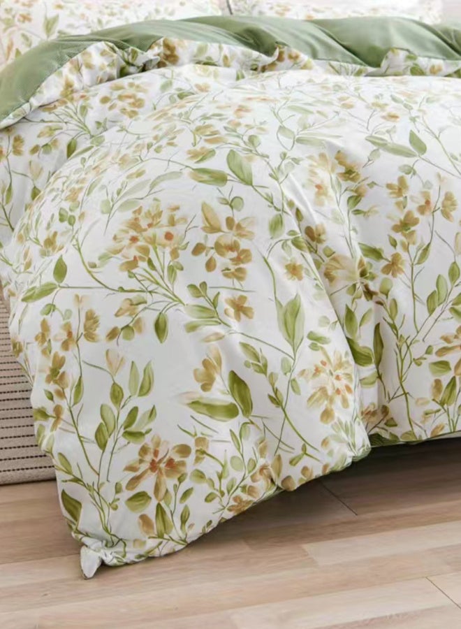 لونا هوم حجم الملك 6 قطعة: غطاء لحاف - 220 * 240 سم. ؛ 1 ورقة مجهزة - 200 * 200 سم + 30 سم. ؛ 4 أغطية وسادة - 50 * 75 سم. ؛ طباعة أزهار مجموعة الفراش بألوان خضراء وأصفر. نوعية ناعمة. - Image 3